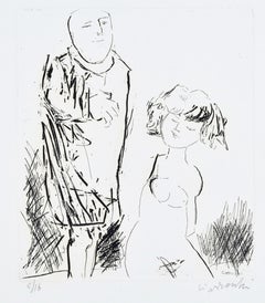 La pareja - Grabado original de A. Ciarrocchi - 1970 ca.