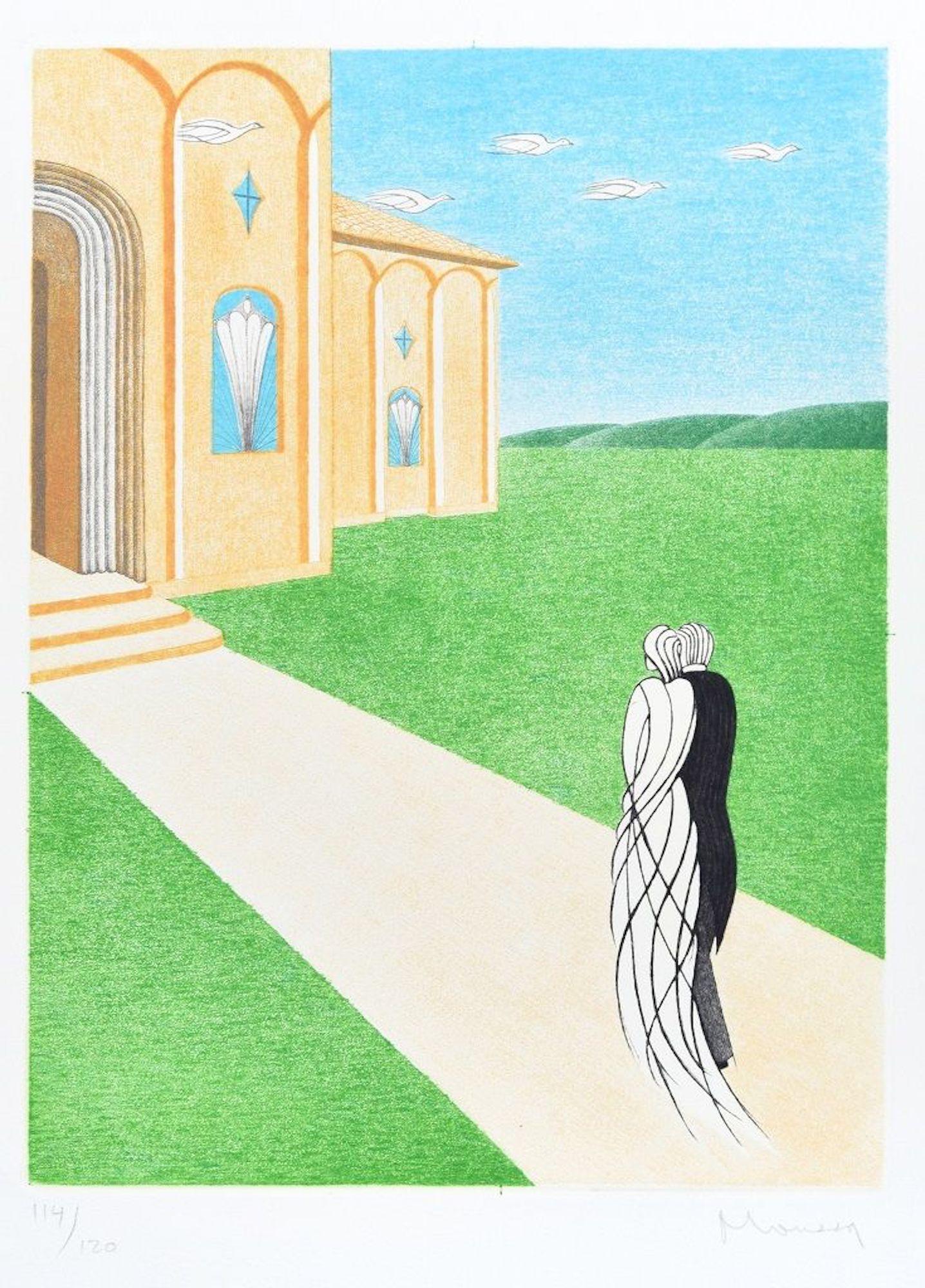 Print di Abdayem Moussa - Matrimonio - Litografia originale di Adam Moussa - 1980