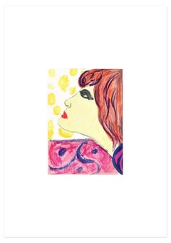 Femme en marron - Lithographie originale de P. Borra - 1973