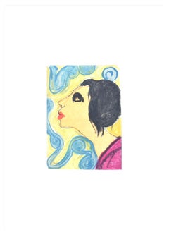 Femme en turquoise - Lithographie originale de P. Borra - 1975