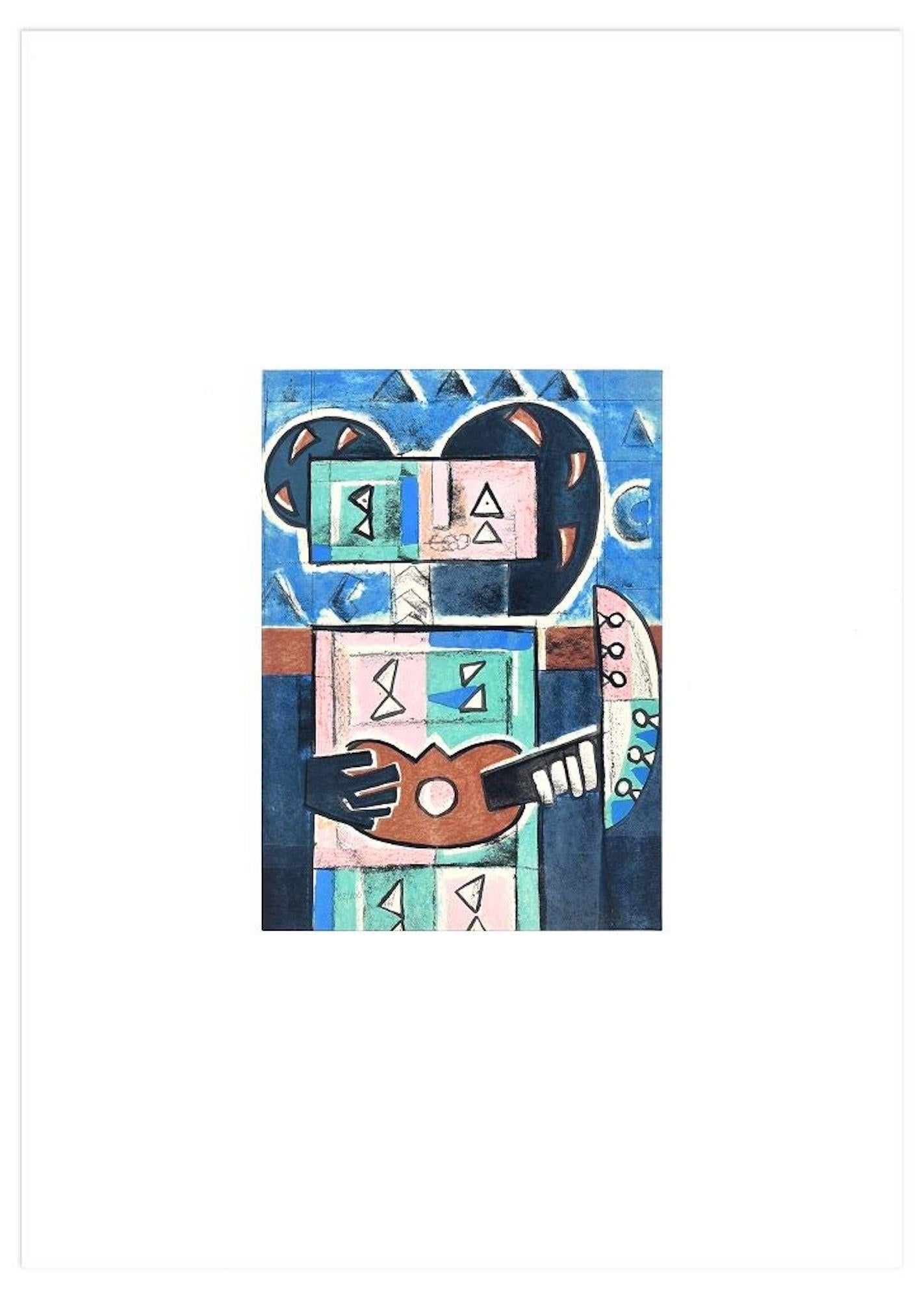 Sweet Melody - Original Lithograph by I. Kodra - 1975 - Print by Ibrahim Kodra
