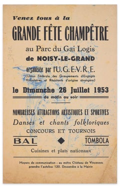 Fiesta - Dibujo original en tinta china de Jeanne Daour - 1953