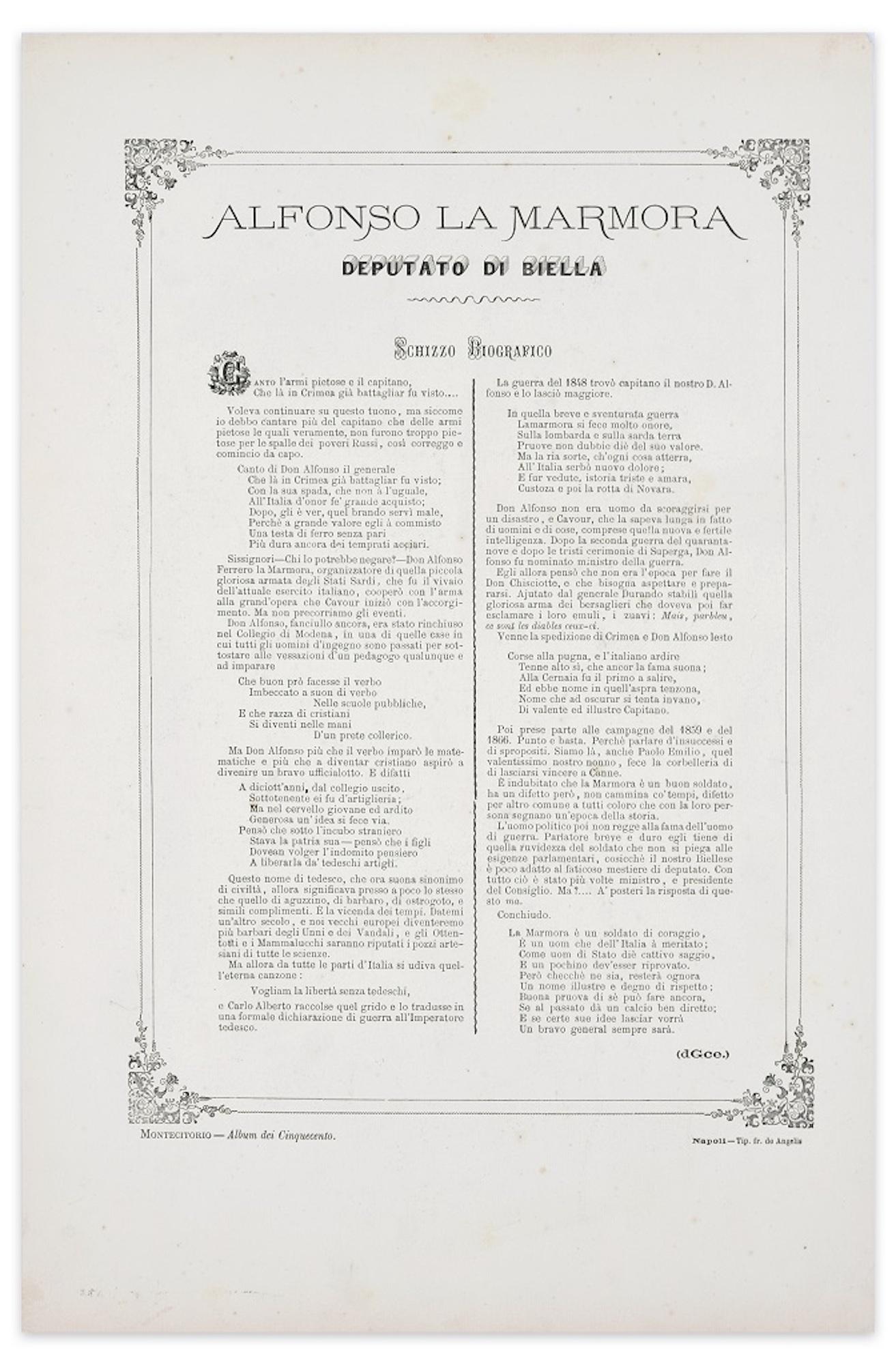 L'uomo di ferro - Litografia originale di Antonio Manganaro - 1872 - Print di Antonio Mangano