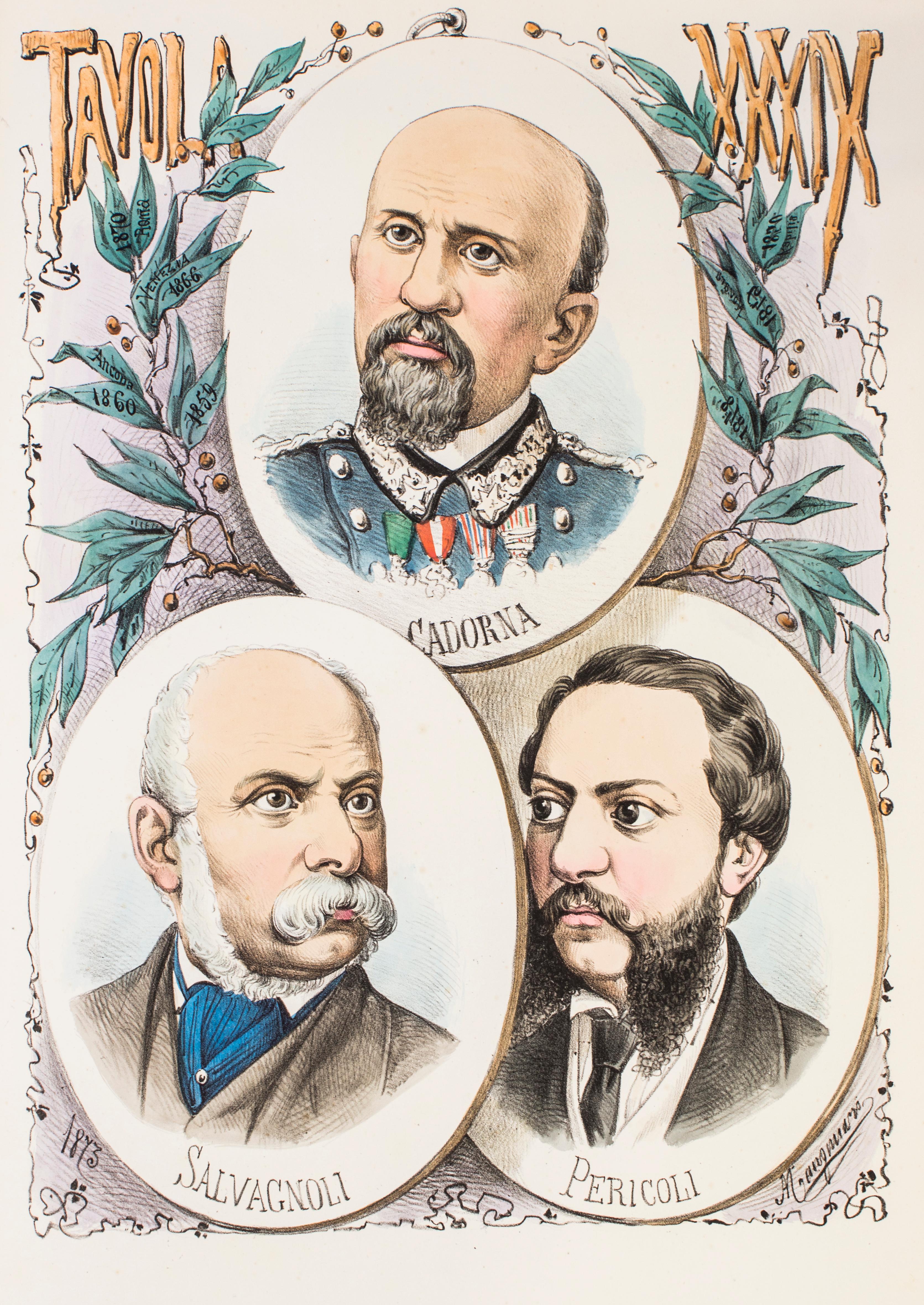 Antonio Manganaro Figurative Print - Three Politicians - Original Lithograph by A. Maganaro - 1873