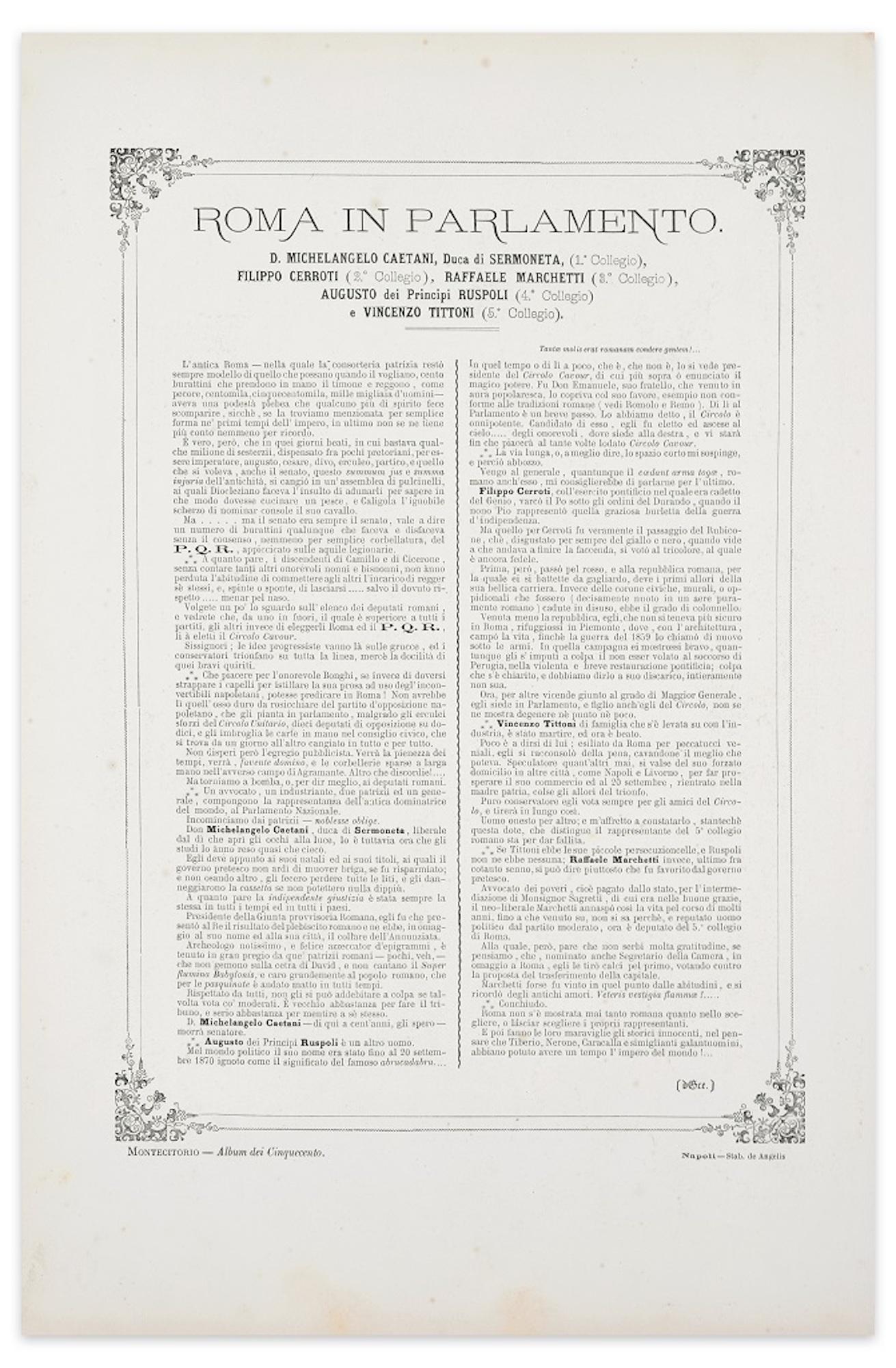 I Cinque Onorevoli di Roma – Lithographie von A. Maganaro – 1870er Jahre – Print von Antonio Manganaro