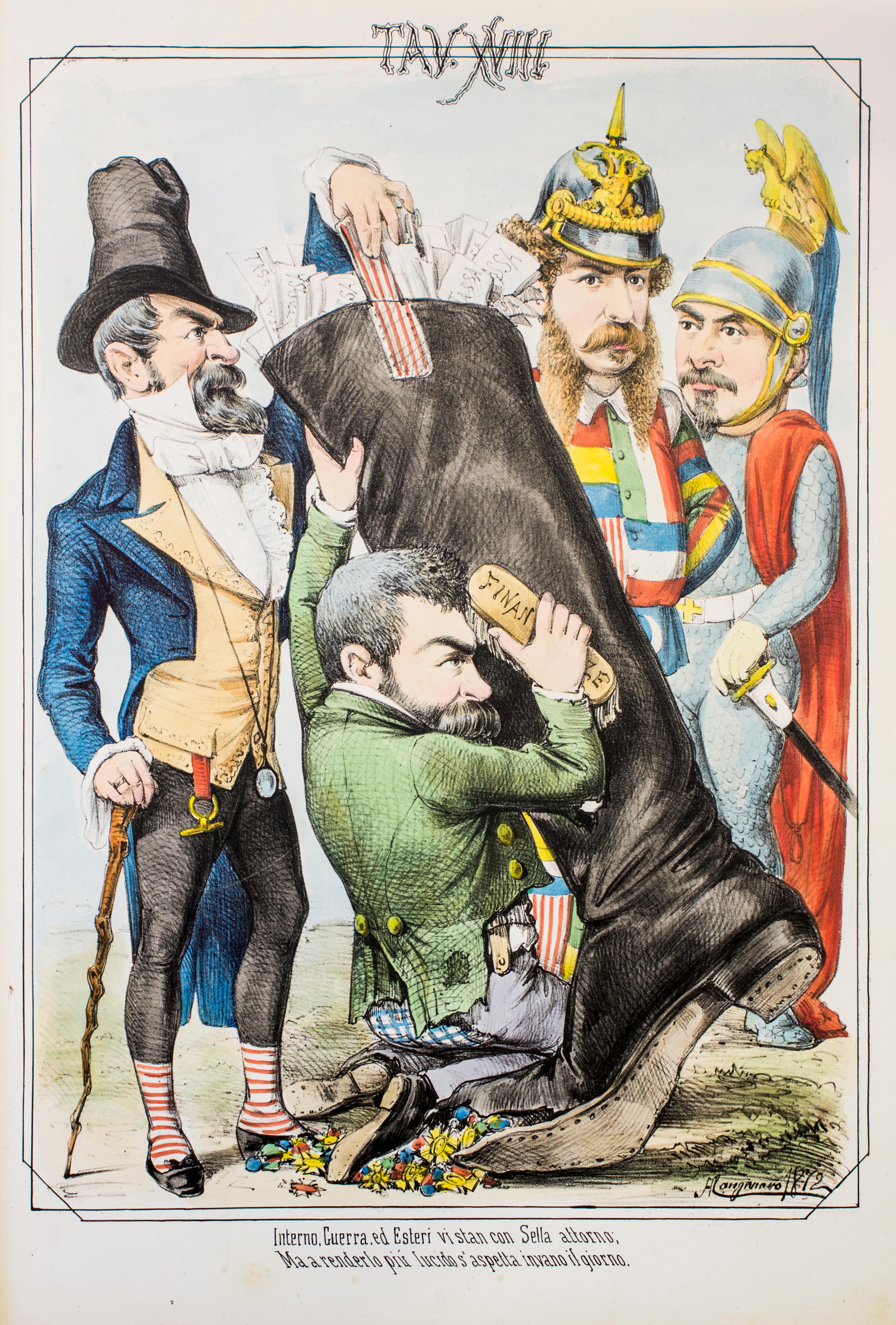 Antonio Manganaro Figurative Print - The Ministers - Original Lithograph by A. Maganaro - 1872