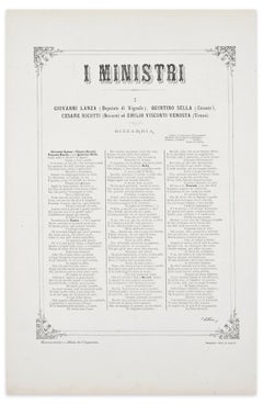 The Ministers - Original Lithograph by A. Maganaro - 1872