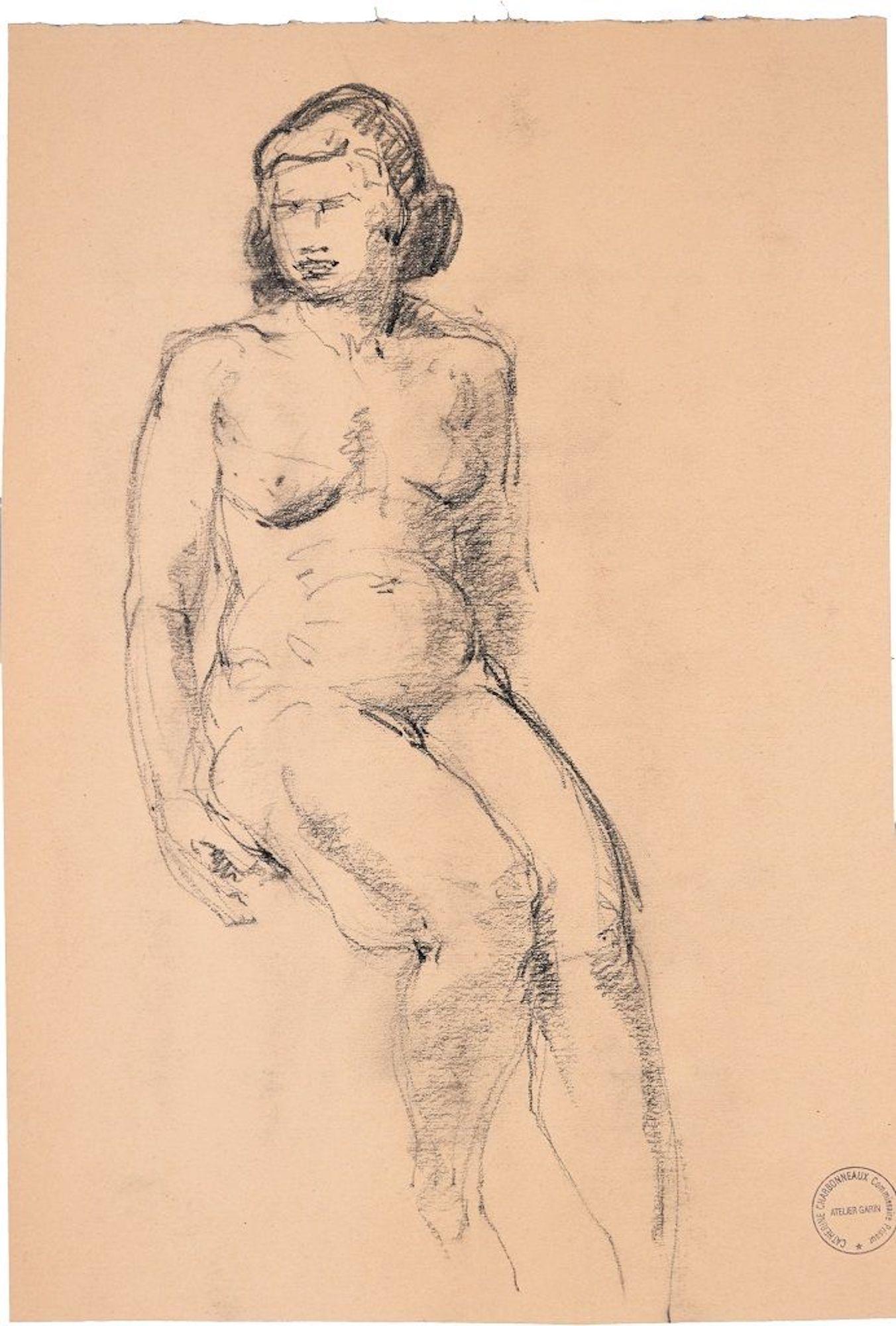 La donna seduta è un disegno originale a matita su carta color avorio, realizzato dall'artista francese Paul Garin (Nizza, 1898-1963) negli anni Cinquanta. 

Timbro a inchiostro nero sull'angolo inferiore destro: "Catherine Charbonneux Commissaire