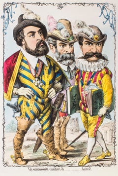 Gli Economisti Cavalieri di Destra - Lithographie de A. Maganaro - années 1870