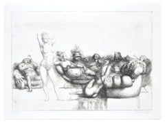 Satyrical Scene - Original Etching by R. Tommasi Ferroni - 1970s