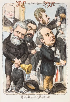 Quattro Onorevoli Ex Ministri - Lithograph by A. Maganaro - 1870s