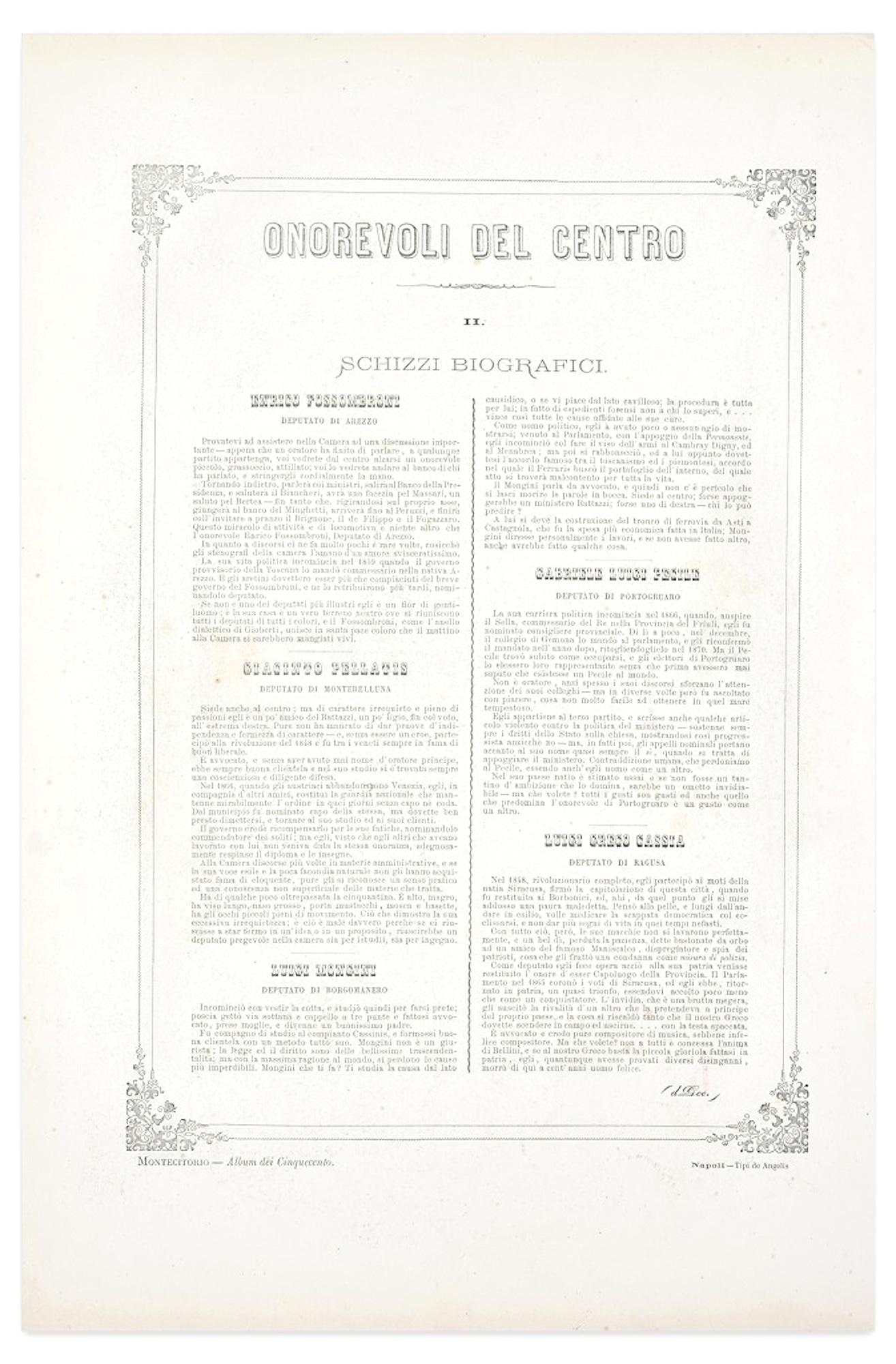 Onorevoli Del Centro - Lithograph by A. Maganaro - 1872 - Print by Antonio Manganaro