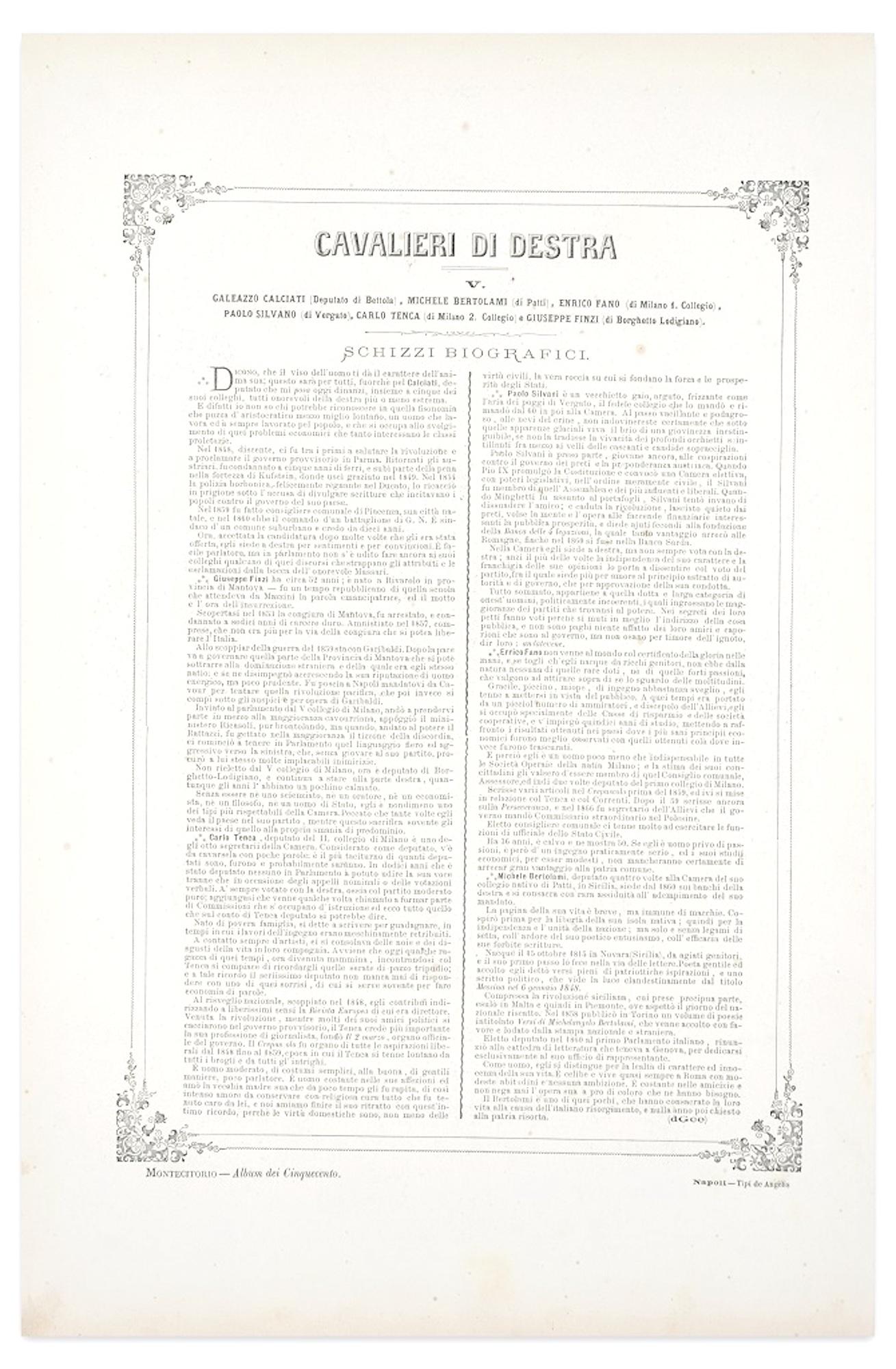 Cavalieri di Destra - Lithograph by A. Maganaro - 1870s - Print by Antonio Manganaro