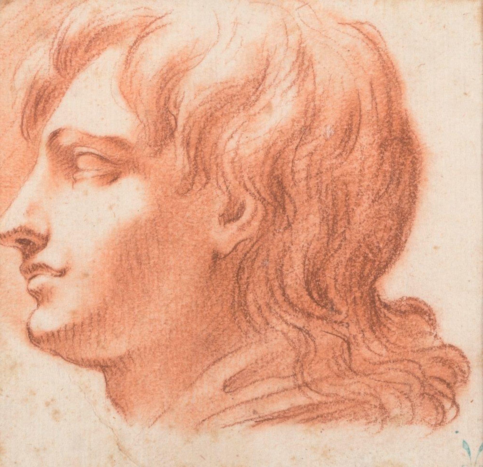 Unknown Figurative Art - Study for a Portrait - Original Sanguine Drawing End of 18th Century
