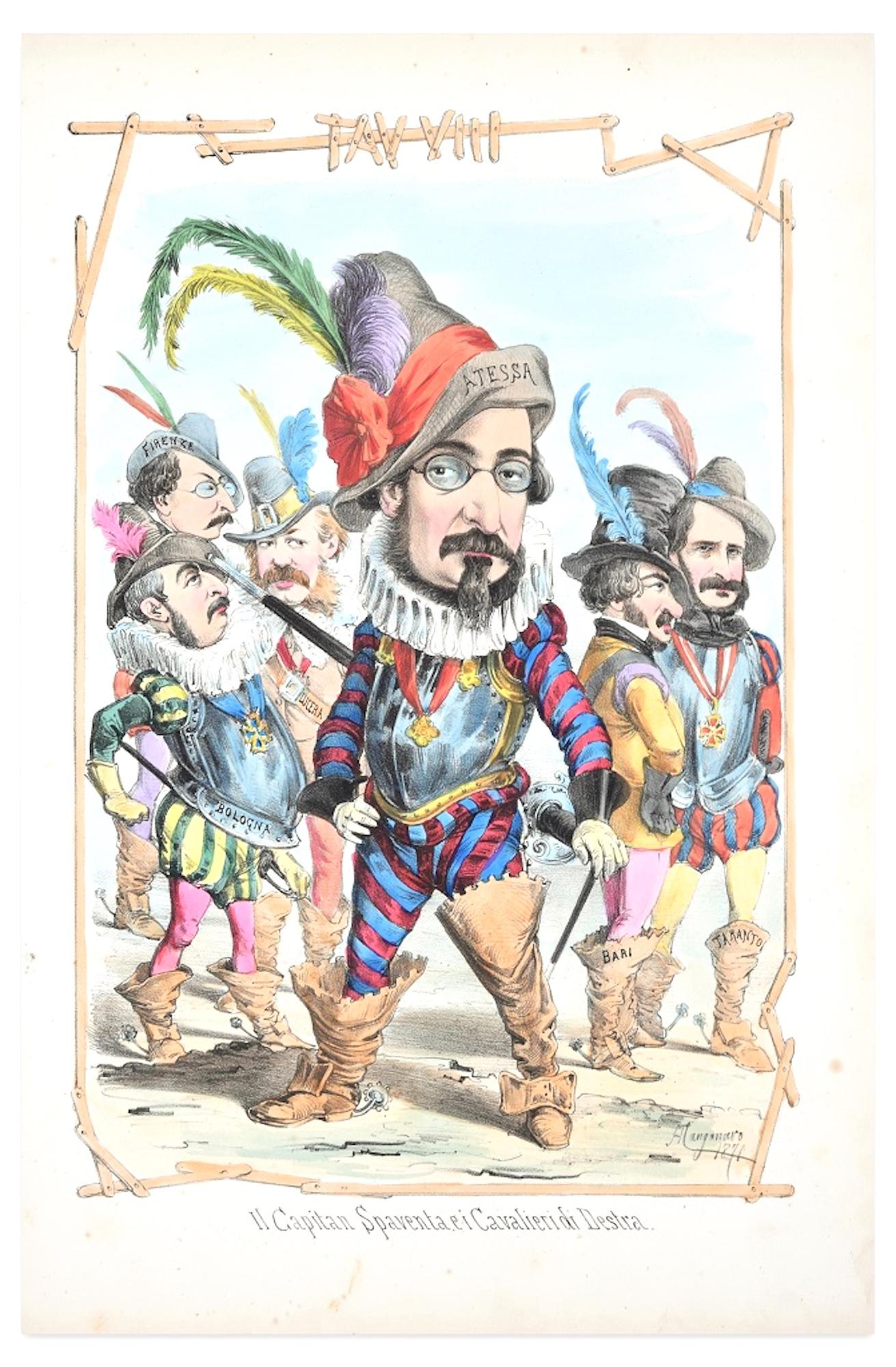 Antonio Manganaro Figurative Print – Il Capitan Spaventa – Lithographie von A. Maganaro – 1871
