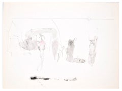 Silhouettes - Dessin au stylo et à l'aquarelle de Flor David - Années 1950