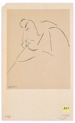 Tartuffe - China Ink Drawing by Flor David - 1949