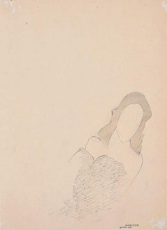 La Reine Morte - China Ink Drawing by Flor David - 1953