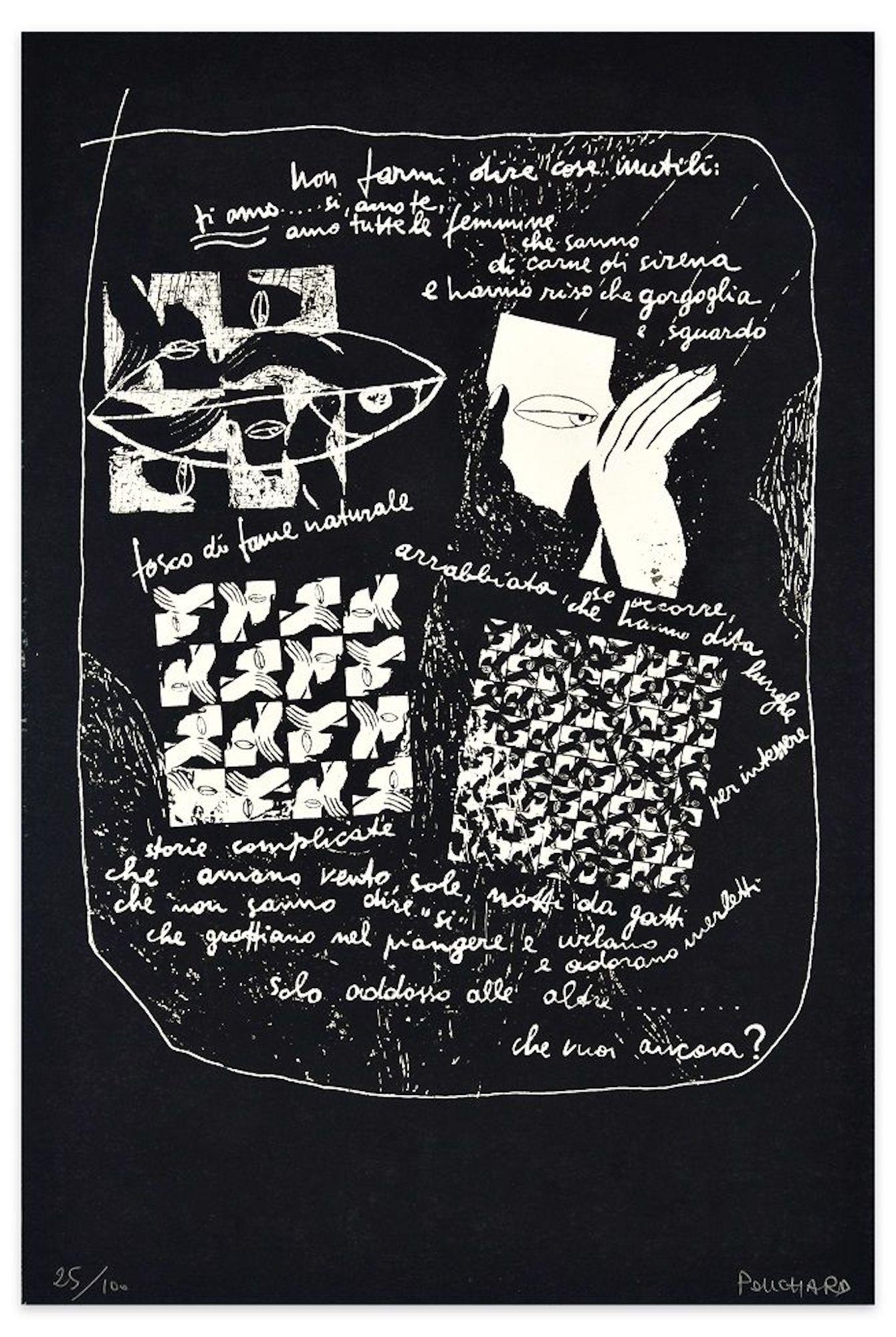 Ennio Pouchard Abstract Print - I Love You (Ti Amo) - Original Screen Print by E. Pouchard - 1975