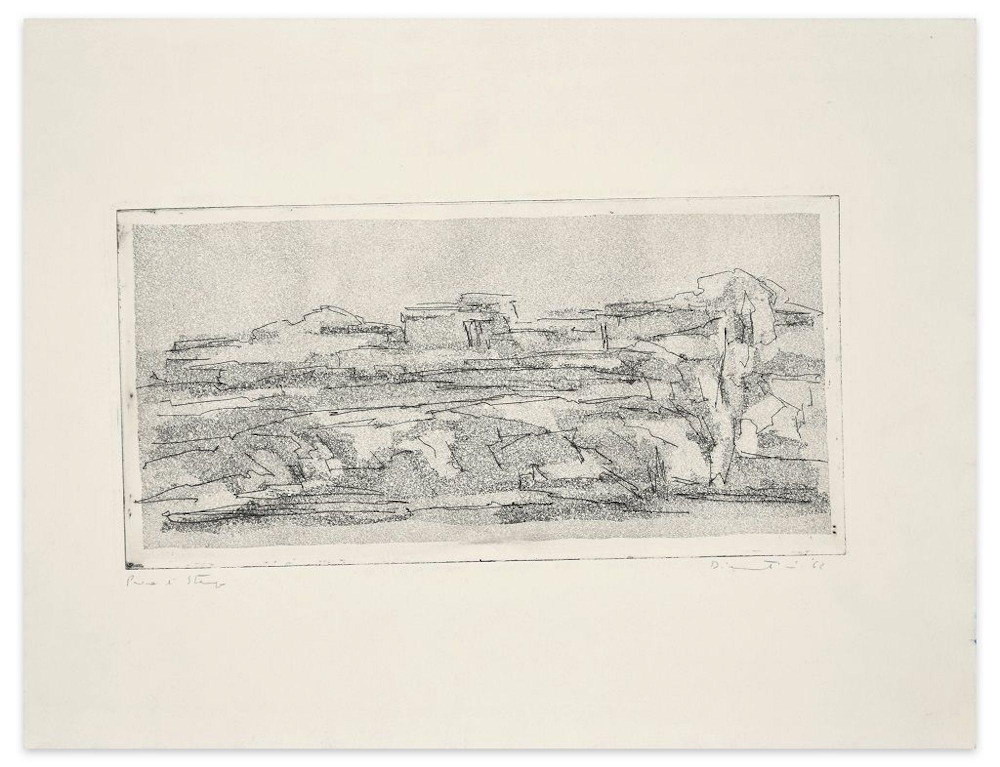 Fiorella Diamantini - Landscape - Etching by Fiorella Diamantini - 1962 For  Sale at 1stDibs