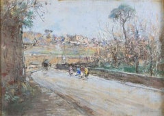 Antique Neapolitan Hinterland - Mixed Media on Cardboard by R. Leone - 1920s