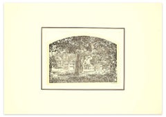 Garten - Lithographie von M. Calderini - 1880 ca.
