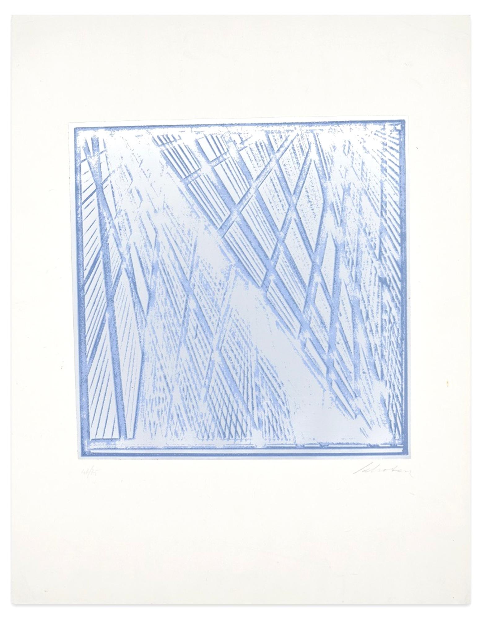 Untitled - Original Screen Print by G. Salvatori - 1970s - Gray Abstract Print by Giuseppe Salvatori