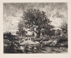 L'approche de l'Orange - Original Etching by Gustave Greux - 1863