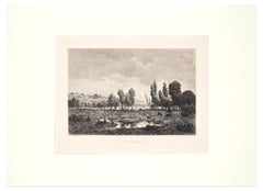 Les Côteaux de Melun - Etching and Aquatint After Théodore Rousseau - Late 1800