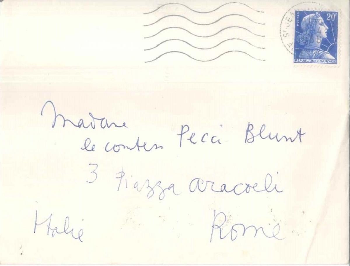Dieser surrealistische Brief  von Cocteau ist ein handschriftlicher Brief des französischen Schriftstellers Jean Cocteau (1889-1963) an die Gräfin Anna Laetitia Pecci-Blunt, signiert und datiert L.A.S.s.l. 

St, Jean Cap-Ferrat, 18 Avril 1958. 

Auf