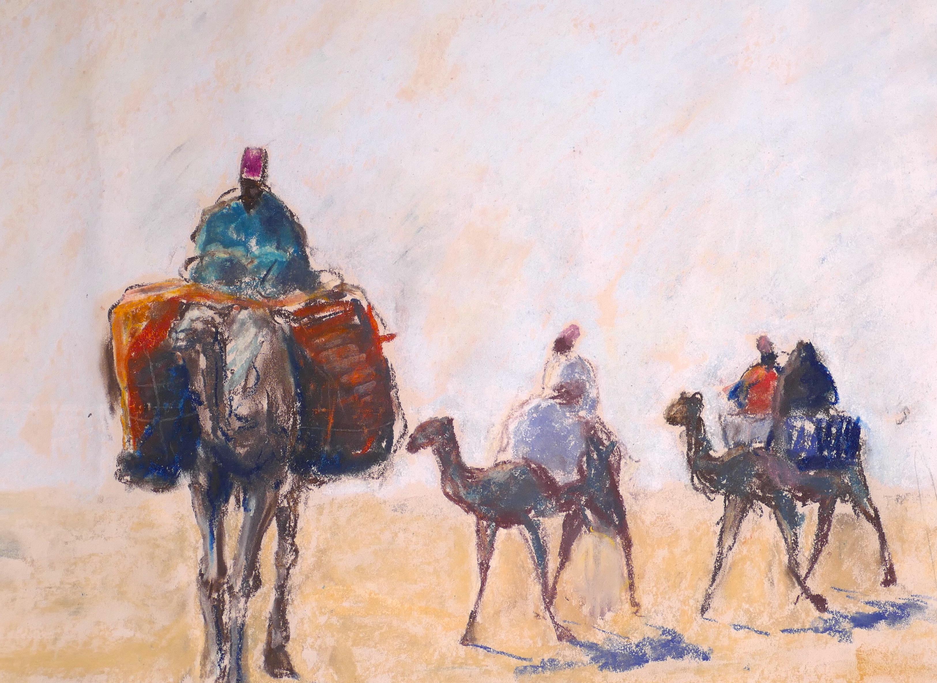 At the Libyan Desert - Original Pastel Drawing German School 1910/20 - Art by Unknown