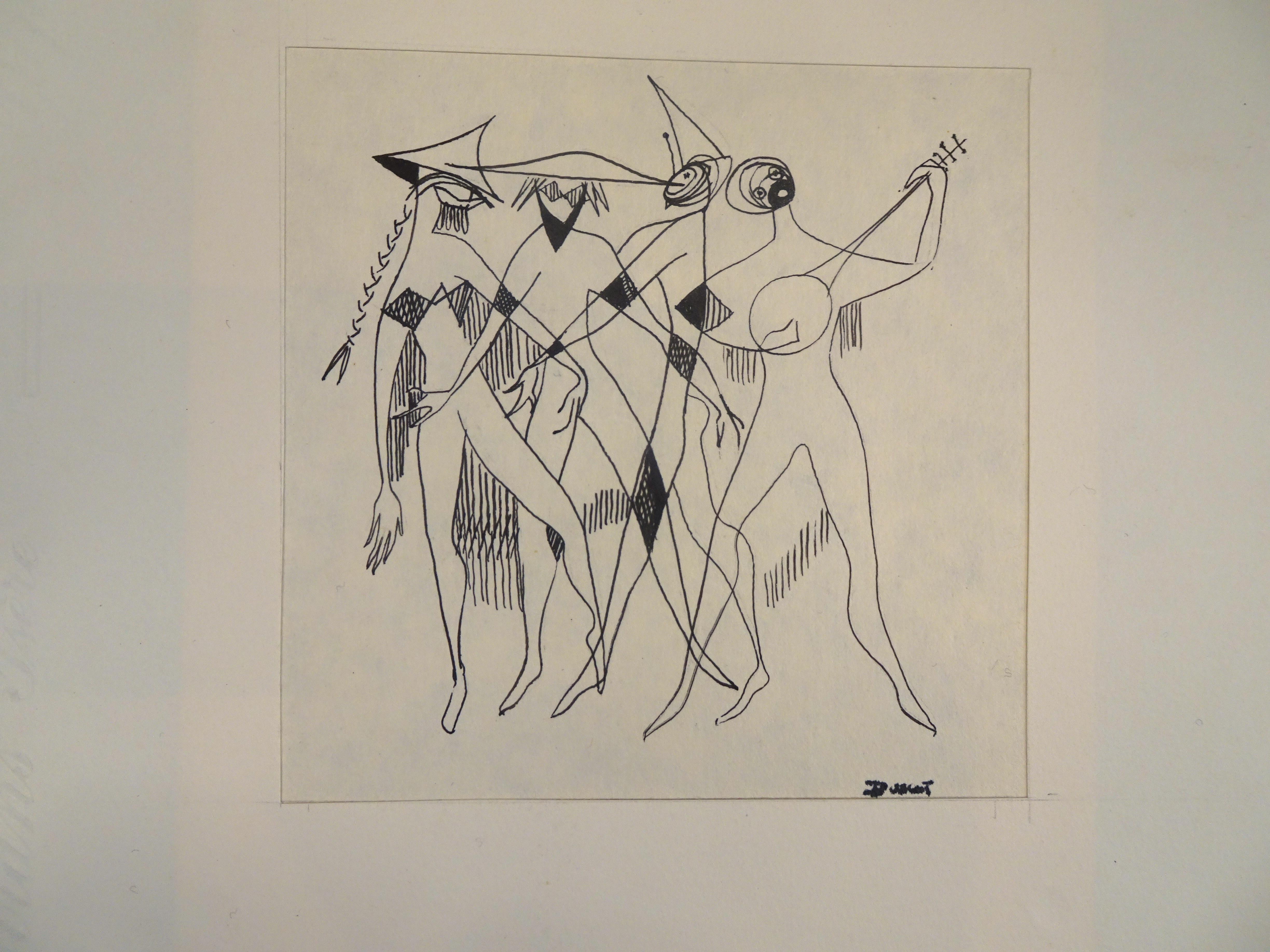 The Party - Original Ink Drawing on Paper by Buscot 1