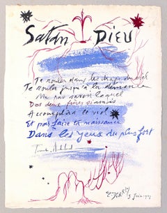 Satan Dieu du 6 Juin 1957 - Original Watercolor on Cardboard - 1957