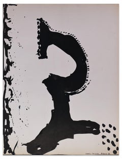 Abstract Noir - Original Tempera on Paper by J.-J. town - 1967