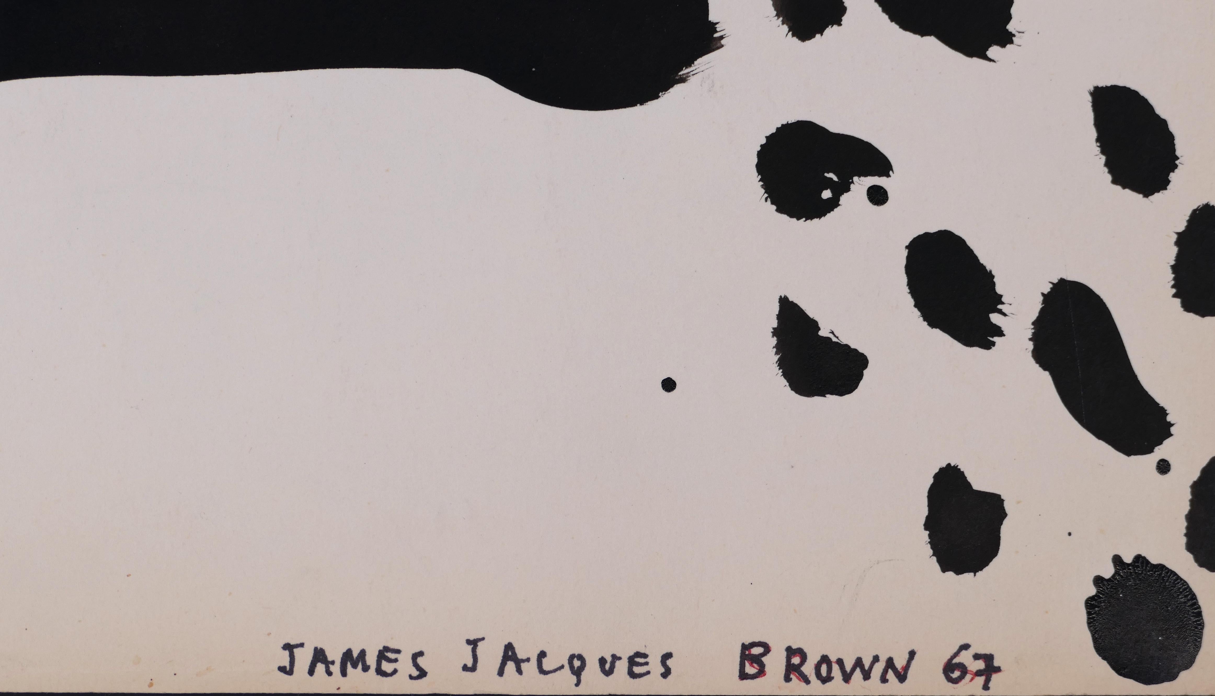 Abstract Noir - Original Tempera on Paper by J.-J. town - 1967 - Painting by James-Jacques Brown