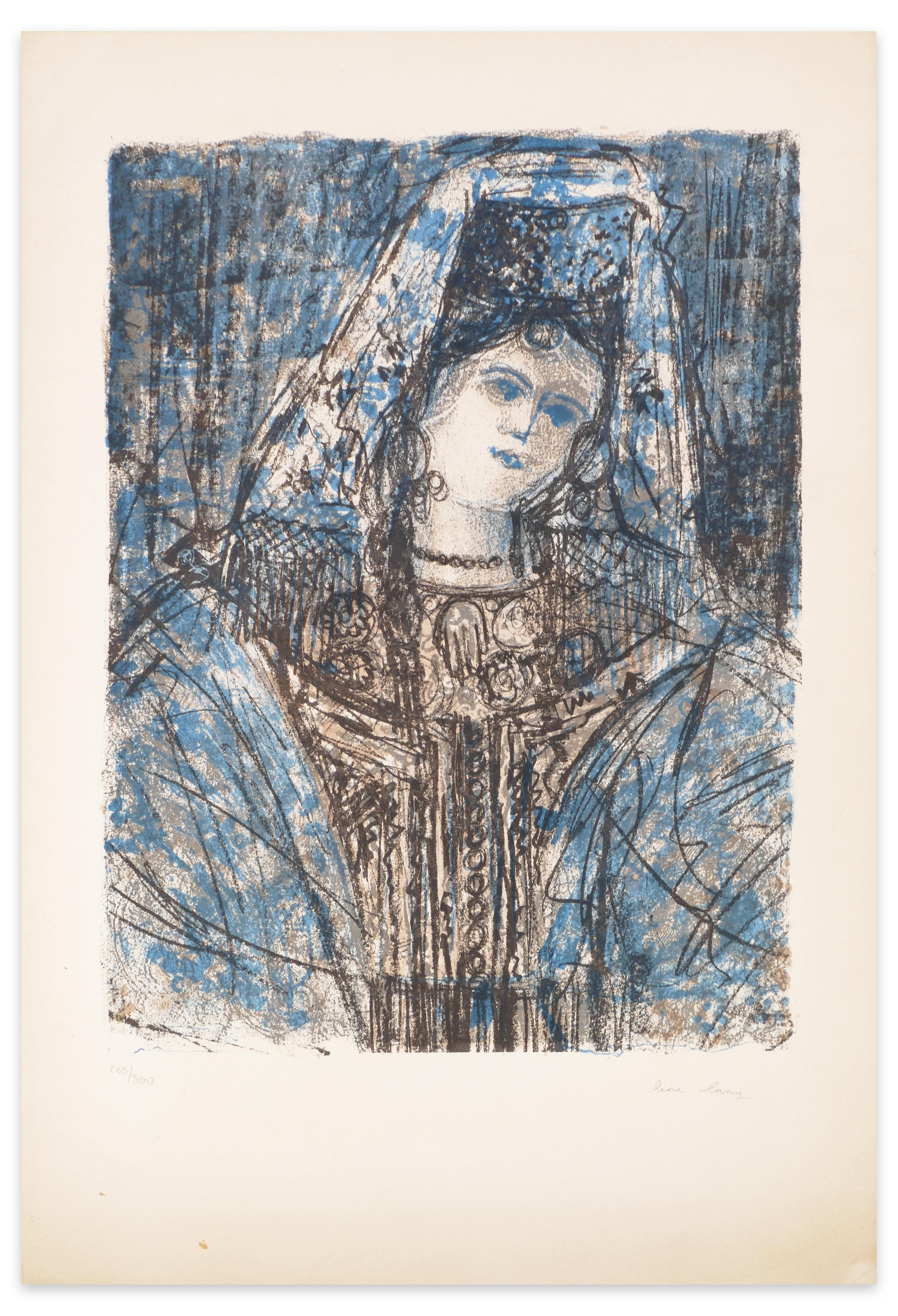 Dimensions de l'image : 41 x 30,3 cm

Femme avec coiffe est une œuvre d'art originale réalisée par Léon Lang dans les années 1970.

Lithographie originale en couleur. 

Signé à la main par l'artiste dans le coin inférieur droit. Numéroté en bas à