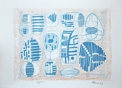 Light Blue Composition - 1970s - Luigi Gheno - Lithograph - Contemporary
