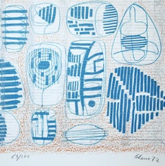 Light Blue Composition - 1970s - Luigi Gheno - Lithograph - Contemporary