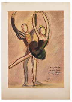 Le Lac des Cygnes – Spiralpastell-Zeichnung von J. Target – 1949