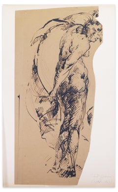 Mujer - Dibujo a pluma sobre papel de Paul Garin - Años 50