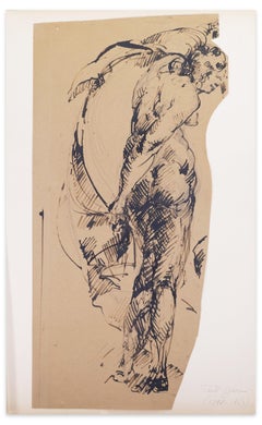 Femme - Dessin au stylo sur papier de Paul Garin - Années 1950