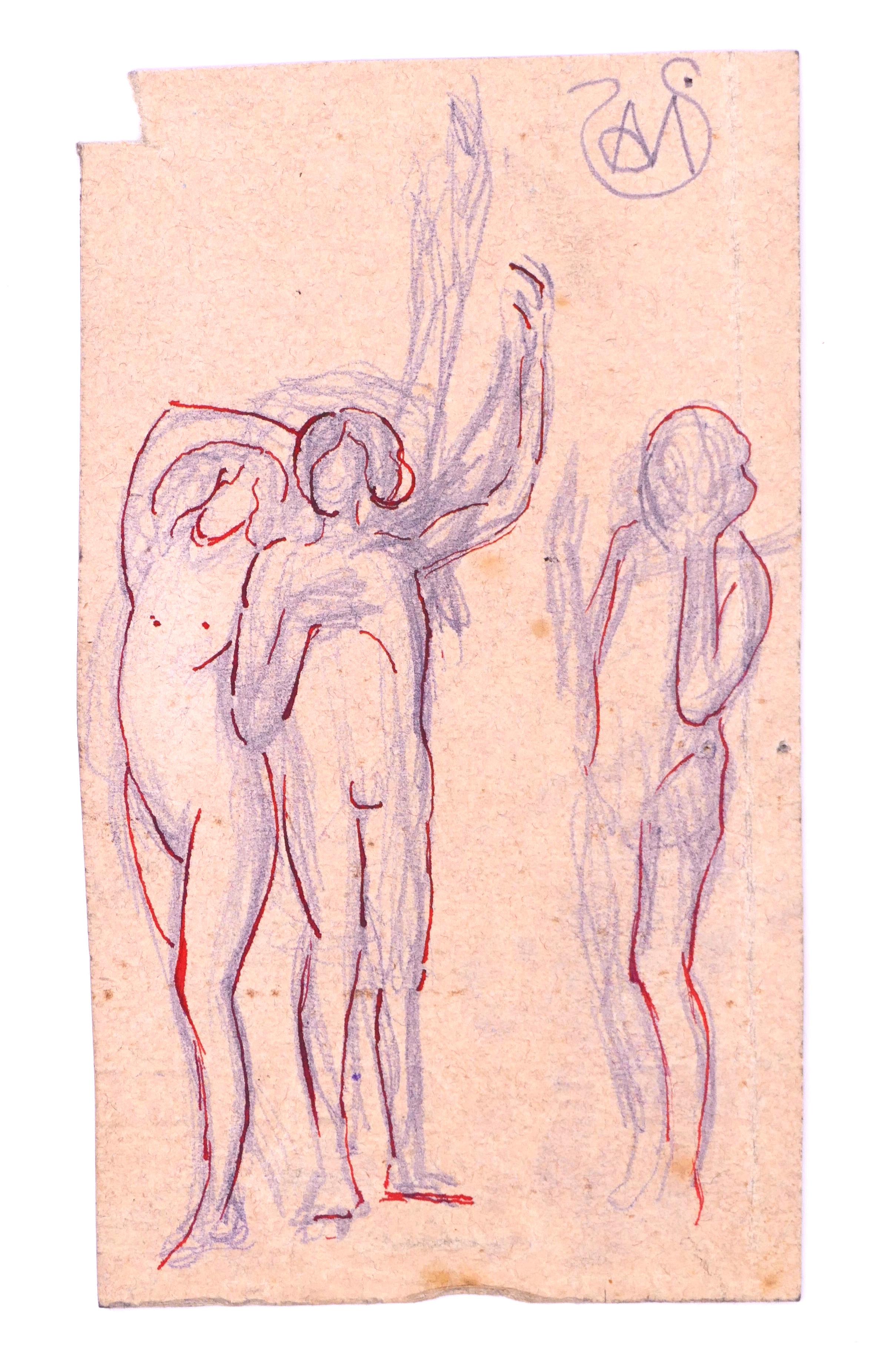 Figurative Art di Alexis Mérodack-Jeanneau - Donne nude - Disegno a inchiostro su carta di A. Mérodack-Jeanneau