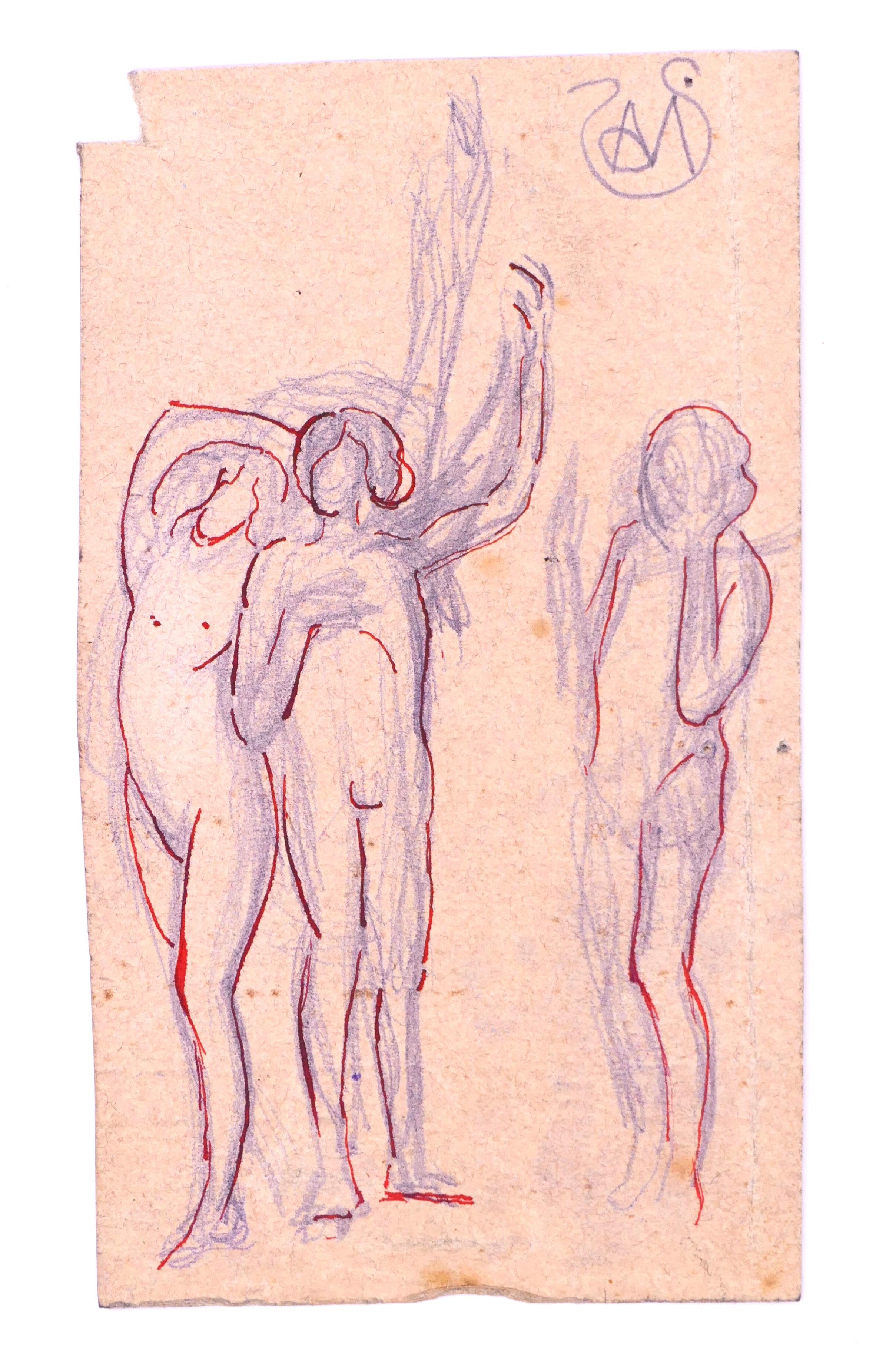 Nude Women - Ink Drawing on Paper by A. Mérodack-Jeanneau