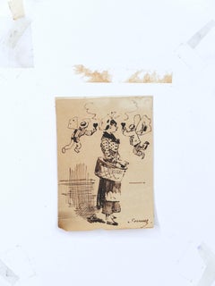 Woman - Original Ink Drawing on Paper by H. Somm - Late 19th Century