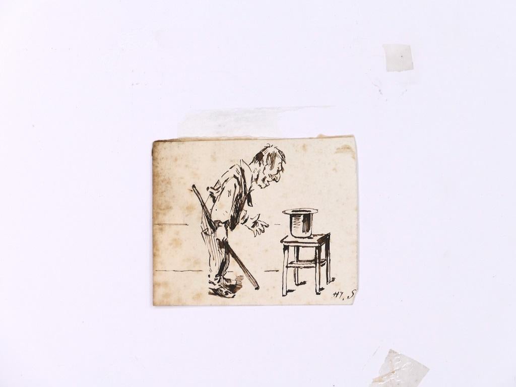 The Magician - Ink Drawing on Paper by H. Somm - Late 19th Century - Art by Henry Somm