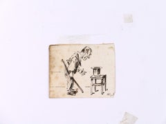 The Magician - Ink Drawing on Paper by H. Somm - Late 19th Century
