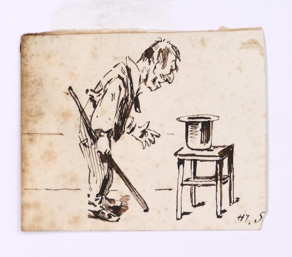 Henry Somm Figurative Art - The Magician - Ink Drawing on Paper by H. Somm - Late 19th Century