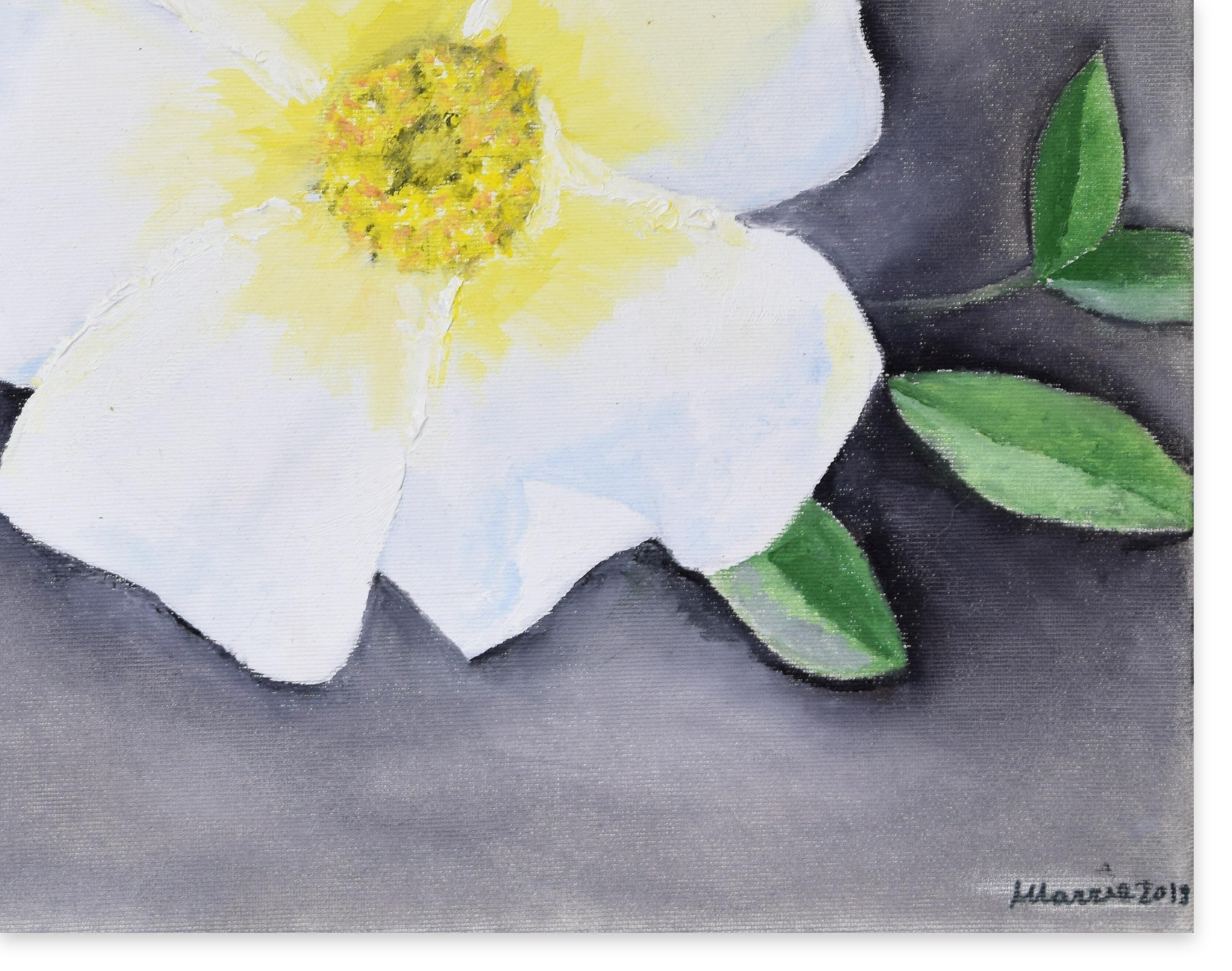 Rosa Bracteata is an original artwork realized by Marzia Trinca in 2019.

Original colored oil painting.

Hand-signed and dated by the artist on the lower-right corner.

This beautiful painting represents the beautiful flower of Rosa Bracteata, with