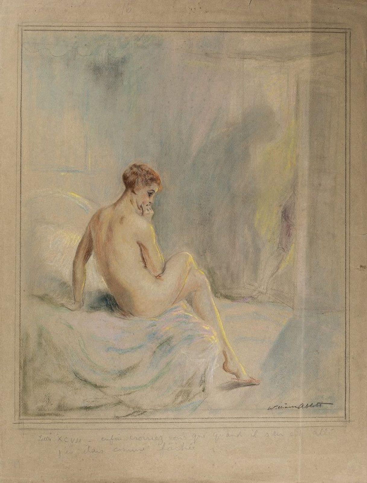 William Hablett Nude - Finally You Will Believe That... - Pastel Drawing by W. Hablett