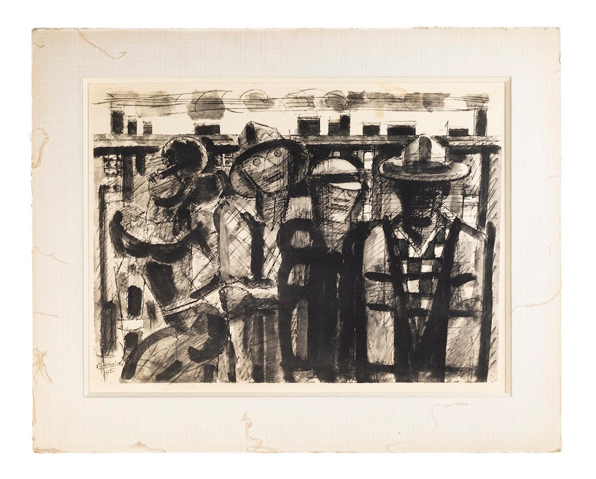 Untitled - China Ink by Marcel Gromaire - 1951 For Sale 1